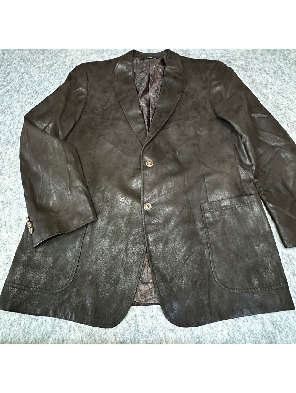 Luca Marcello Brown Leather Blazer Jacket Luxe Classic 46R